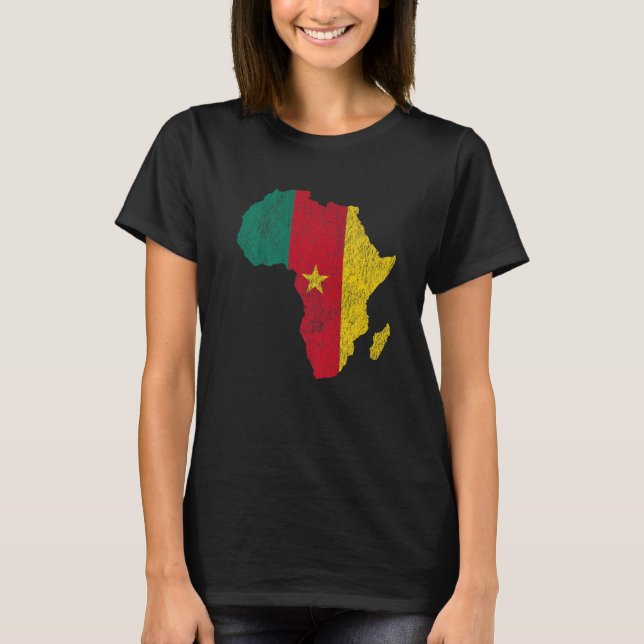 T-shirt Cameroun Drapeau Afrique Continent Silhouette Cade (Devant)