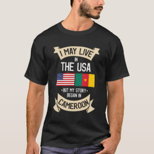 T-shirt Cameroun Drapeau Américain Usa Cameroun Roots Cade