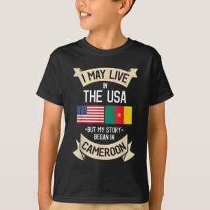T-shirt Cameroun Drapeau Américain USA Dons Roots Cameroun