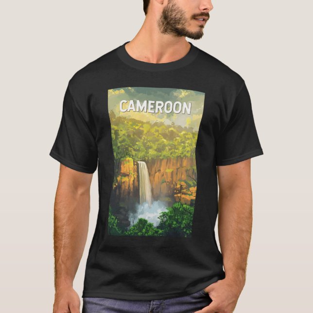 T-shirt Cameroun Illustration Voyage Art Vintage (Devant)
