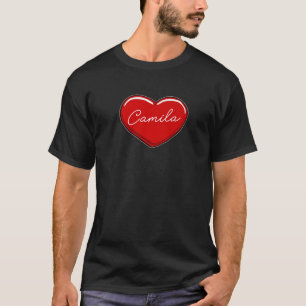 T-shirt Camila coeur tiré à la main - Coeurs de prénom J'a