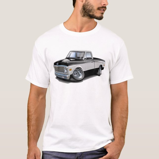 T-shirt Camion 1970-72 Noir-Blanc de Chevy C10 (Devant)