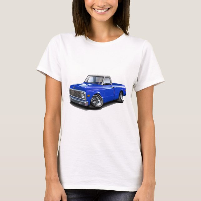T-shirt Camion 1970-72 supérieur Bleu-Blanc de Chevy C10 (Devant)