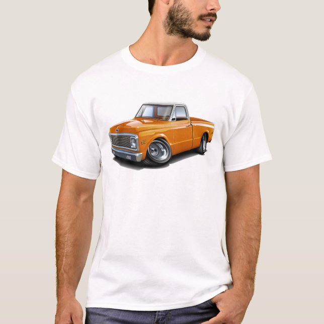 T-shirt Camion 1970-72 supérieur Orange-Blanc de Chevy C10 (Devant)