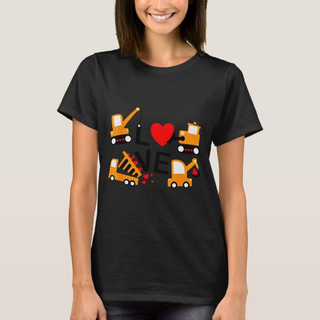 T-shirt Camion à benne de construction Saint-Valentin de l (Devant)