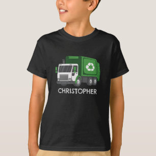 T-shirt Camion à ordures/à recyclage avec nom d'enfant