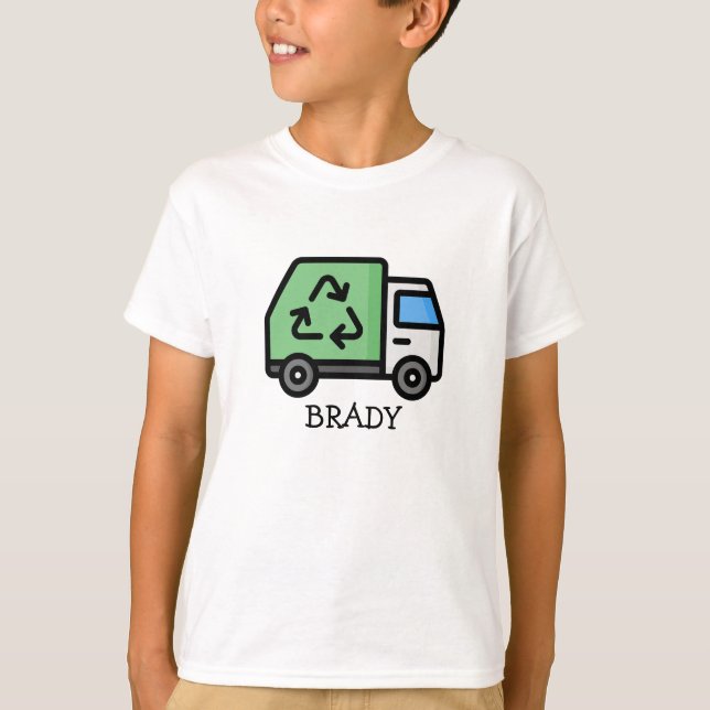 T-shirt Camion à ordures/recyclage graphique avec nom d'en (Devant)