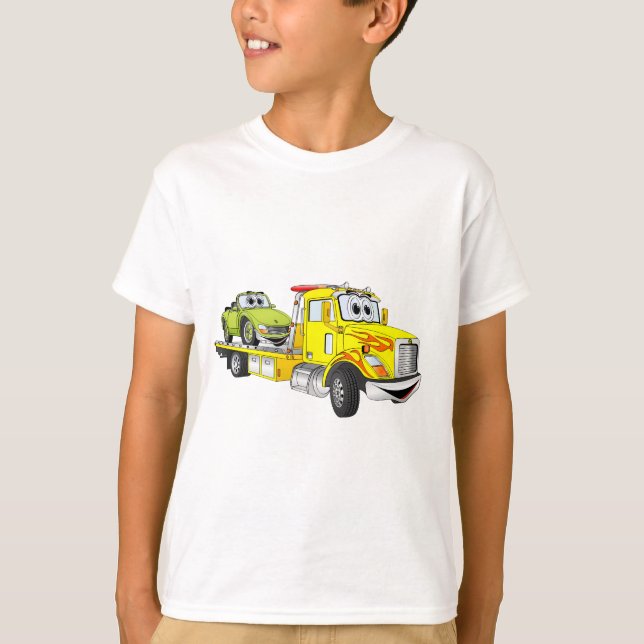 T-shirt Camion à remorque plat jaune (Devant)