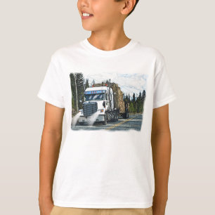T-shirt Camion blanc avec balles de foin pour camions