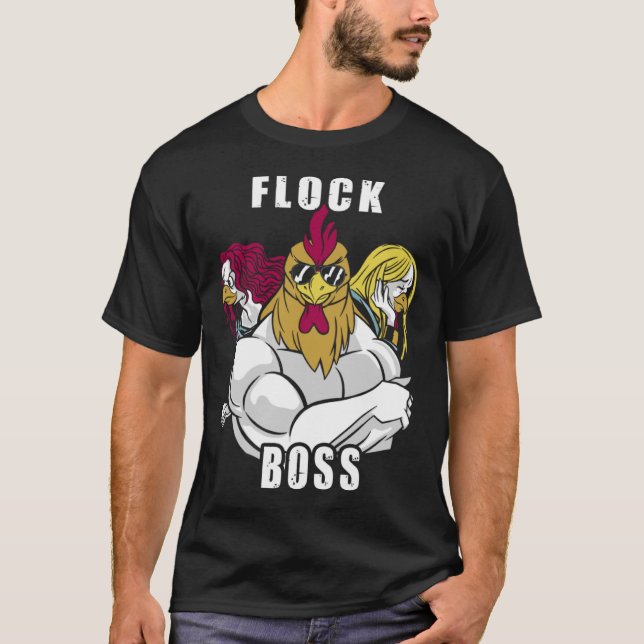 T-shirt Camion Boss Flock Boss Huhn Loosters 1 (Devant)