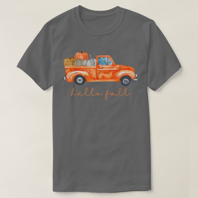 T-shirt Camion Citrouille mignonne chemise d'automneBonjou (Design devant)
