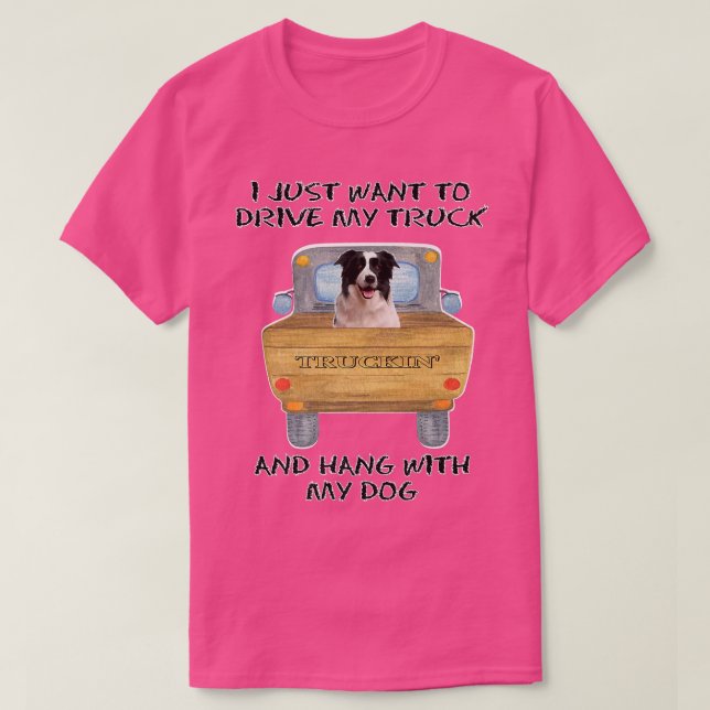 T-shirt Camion Conduite Chien Frontière Collie (Design devant)