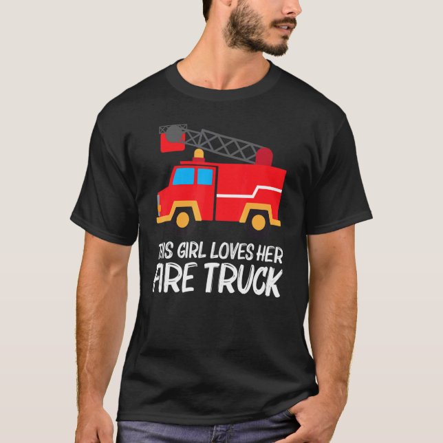 T-shirt Camion cool D'Incendie Pour Filles Camion D'Incend (Devant)