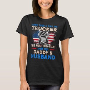 T-shirt Camion Daddy Husband USA Flag Truck Driver