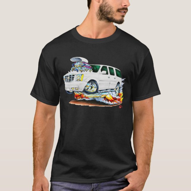 T-shirt Camion de blanc de Cadillac Escalade (Devant)