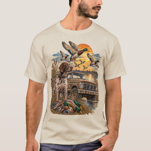 T-shirt Camion de chasse vintage Chien de chasse au canard