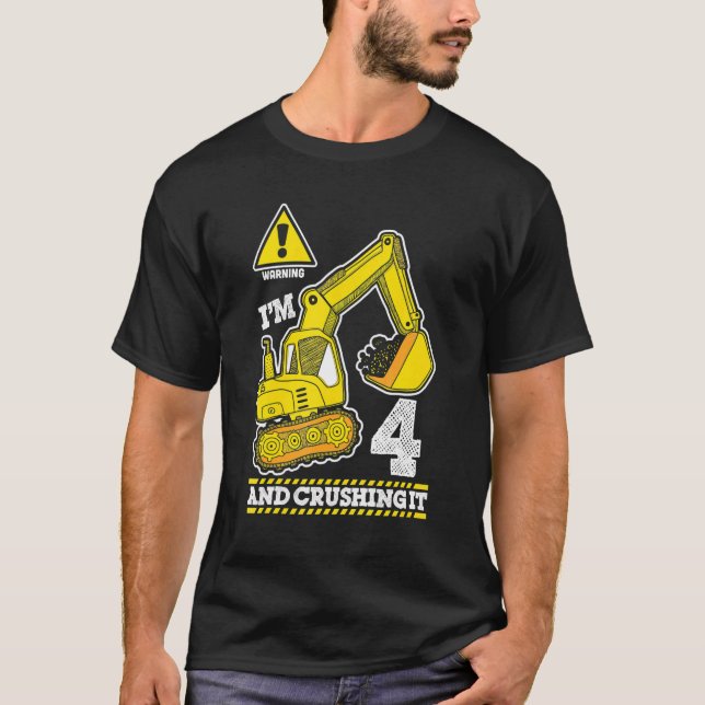 T-shirt Camion de construction 4e anniversaire 4 ans Digge (Devant)