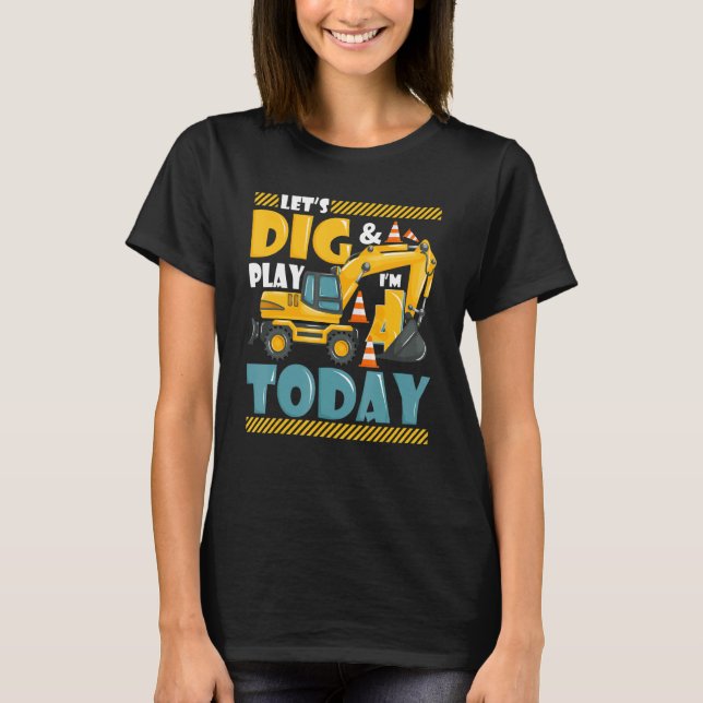 T-shirt Camion de construction 4e anniversaire garçon 4 an (Devant)