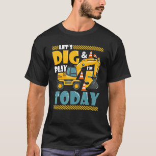 T-shirt Camion de construction 5e anniversaire garçon 5 an