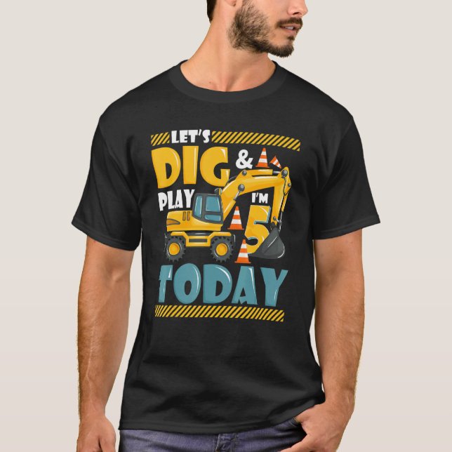 T-shirt Camion de construction 5e anniversaire garçon 5 an (Devant)