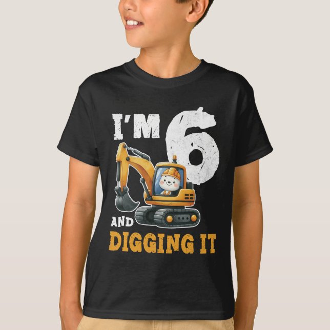 T-shirt Camion de construction 6e anniversaire 6 ans (Devant)