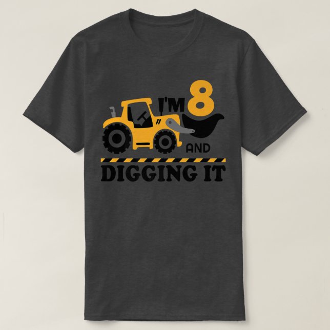 T-shirt Camion de construction C'est mon 8e anniversaire 8 (Design devant)