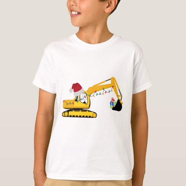 T-shirt Camion de construction de l'excavatrice de Noël (Devant)