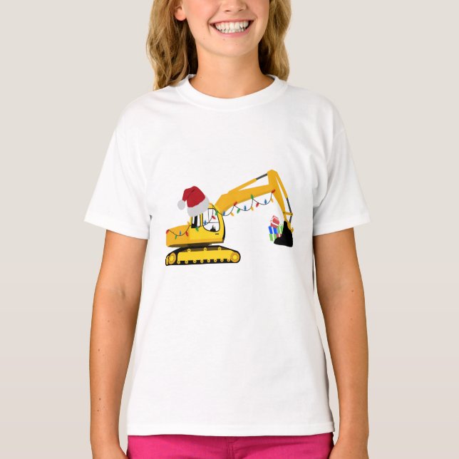 T-shirt Camion de construction de l'excavatrice de Noël (Devant)