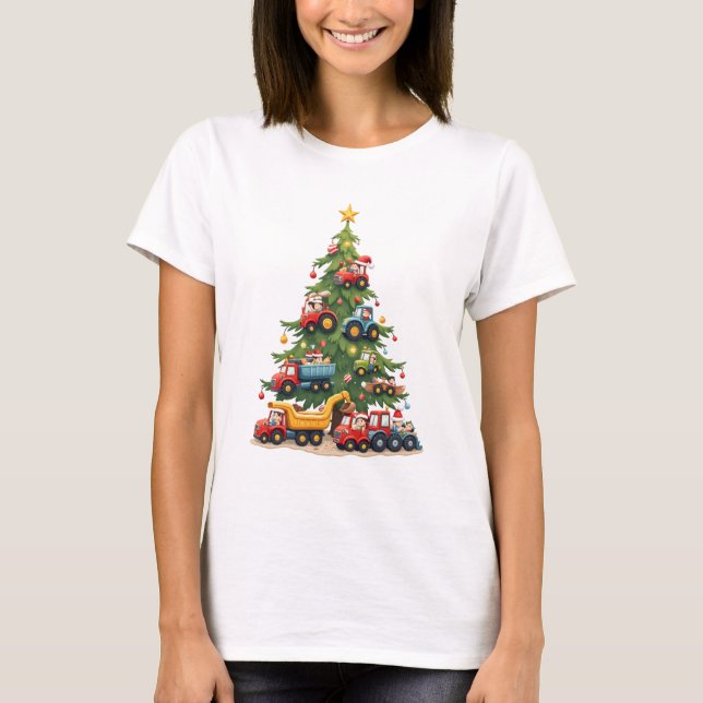 T-shirt Camion de construction de Noël  (Devant)