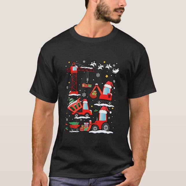 T-shirt Camion de construction de Noël Camion de grue Funk (Devant)