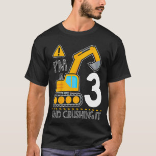 T-shirt Camion de construction pour enfants 3e anniversair