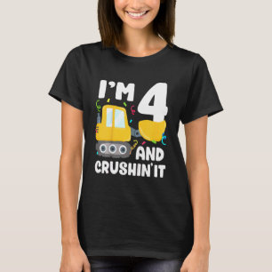 T-shirt Camion de construction pour enfants 4e anniversair