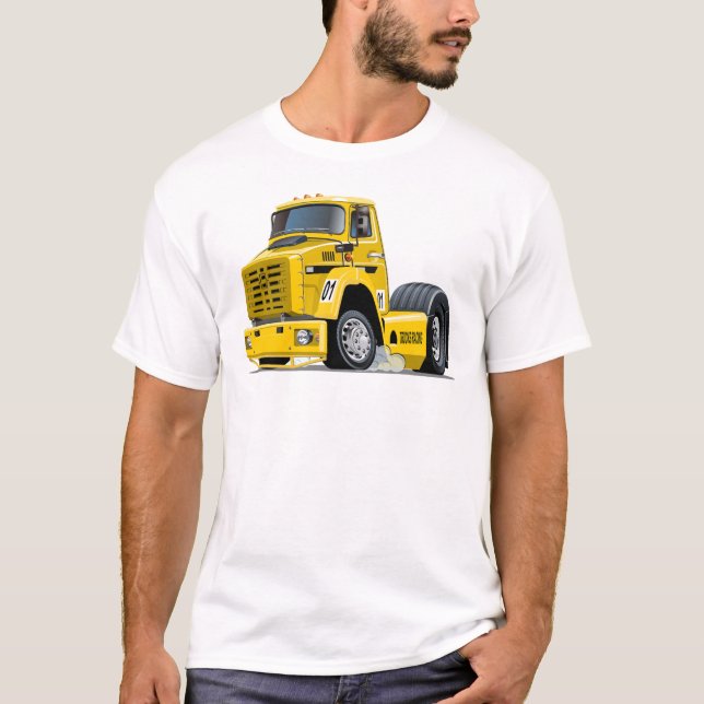 T-shirt camion de course de dessin animé (Devant)