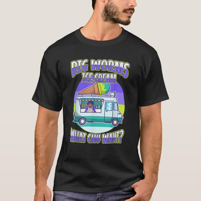 T-shirt Camion de crème glacée de gros vers (Devant)