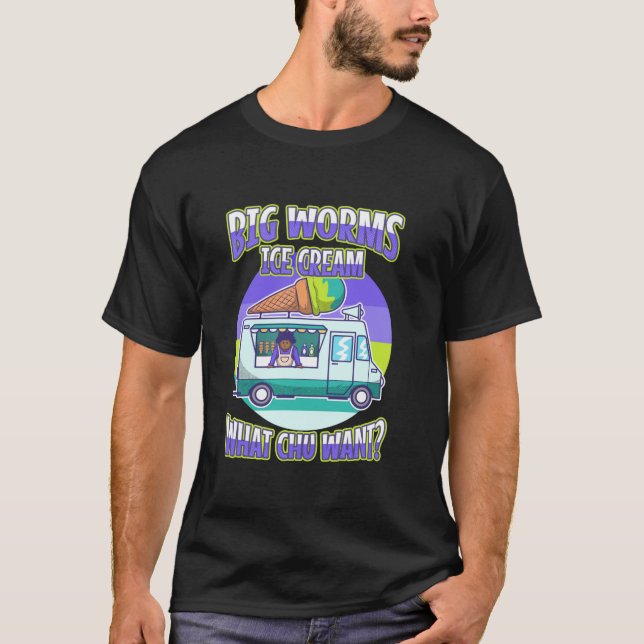 T-shirt Camion de crème glacée de gros vers (Devant)