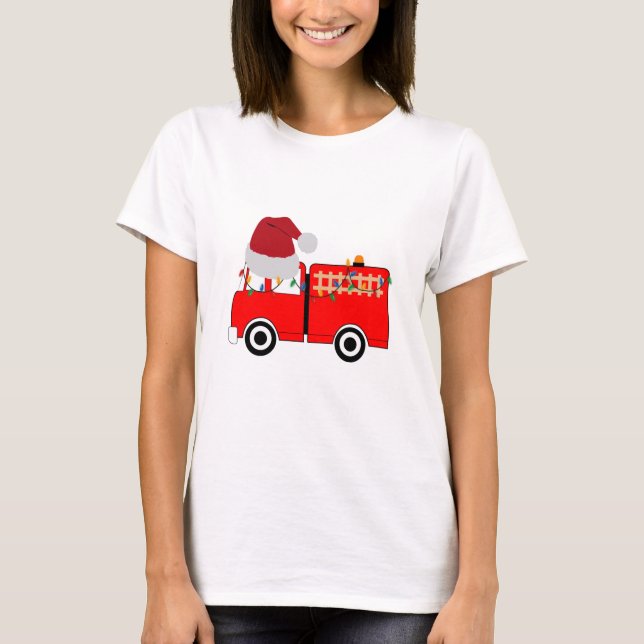 T-shirt Camion de feu rouge de Noël (Devant)
