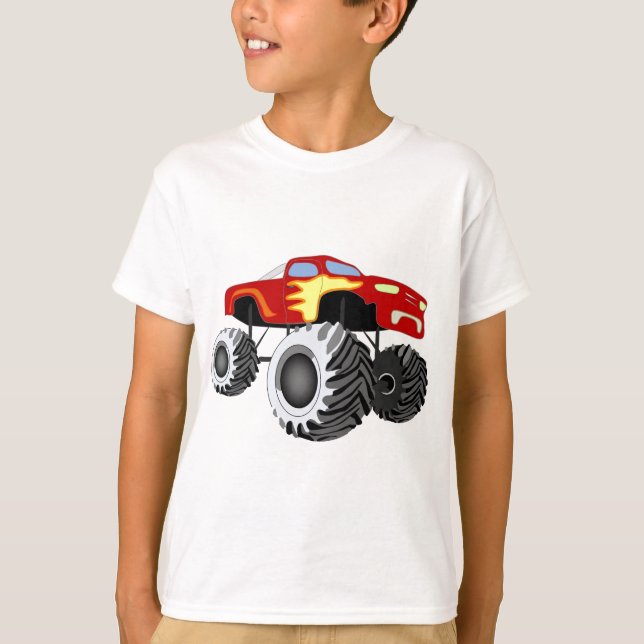 T-shirt Camion de monstre avec des flammes (Devant)