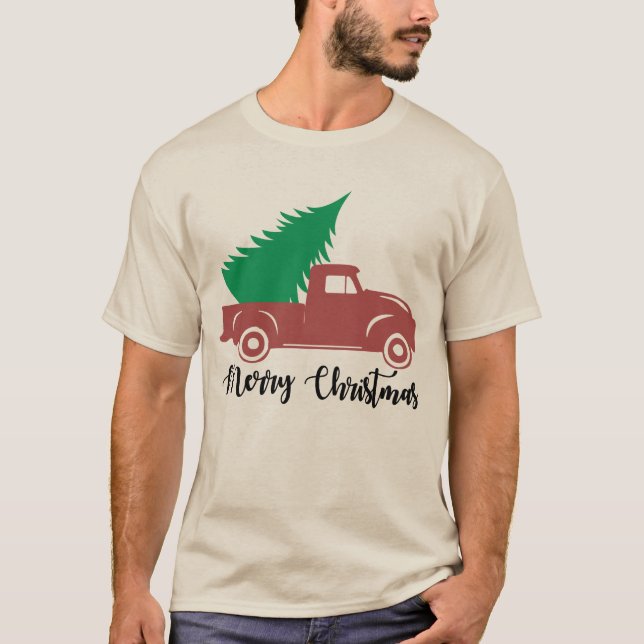 T-shirt Camion de Noël festif et arbre (Devant)