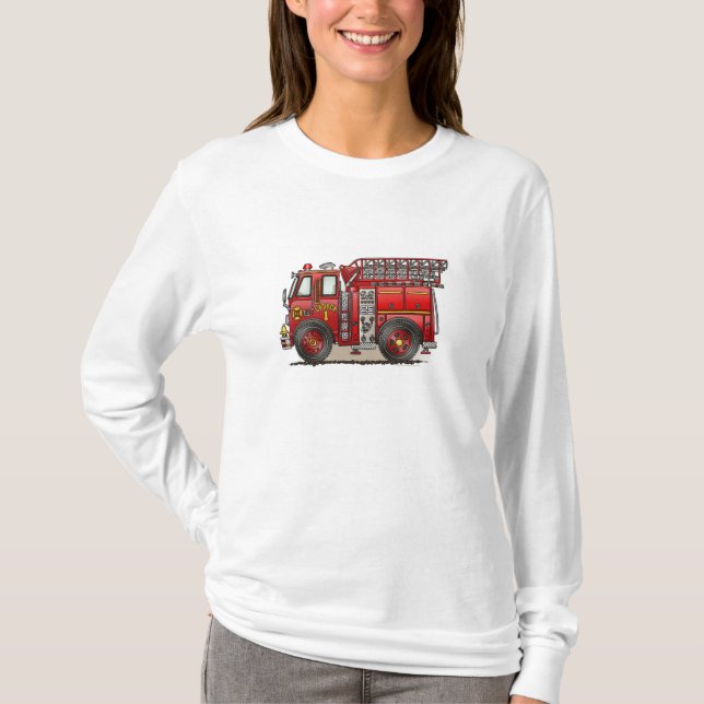 T-shirt Camion de pompiers d'échelle (Devant)