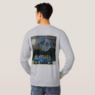 T-shirt Camion de ramassage bleu et équipage de squelette