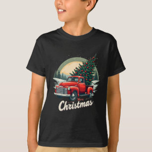 T-shirt Camion de ramassage rouge Joyeux Arbre de Noël Vac