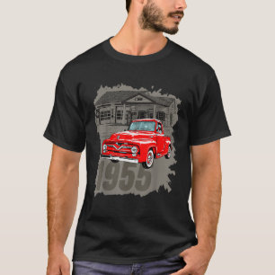 T-shirt Camion De Ramassage Rouge vintage 1955 À La Statio