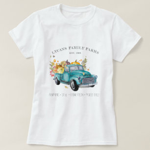 T-shirt Camion de récolte vintage Nom de famille de la f