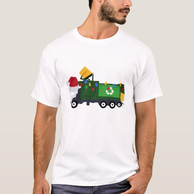 T-shirt Camion de recyclage de Noël (Devant)