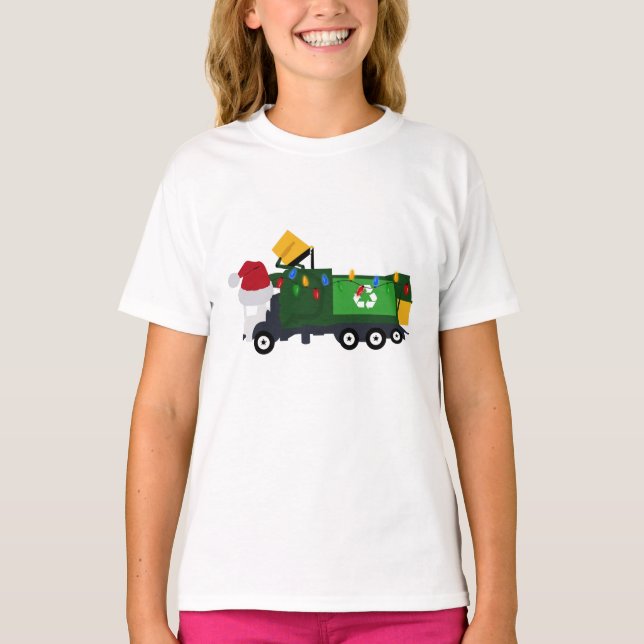 T-shirt Camion de recyclage de Noël (Devant)