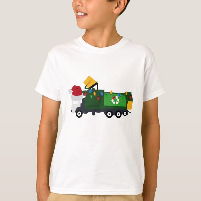T-shirt Camion de recyclage de Noël (Devant)
