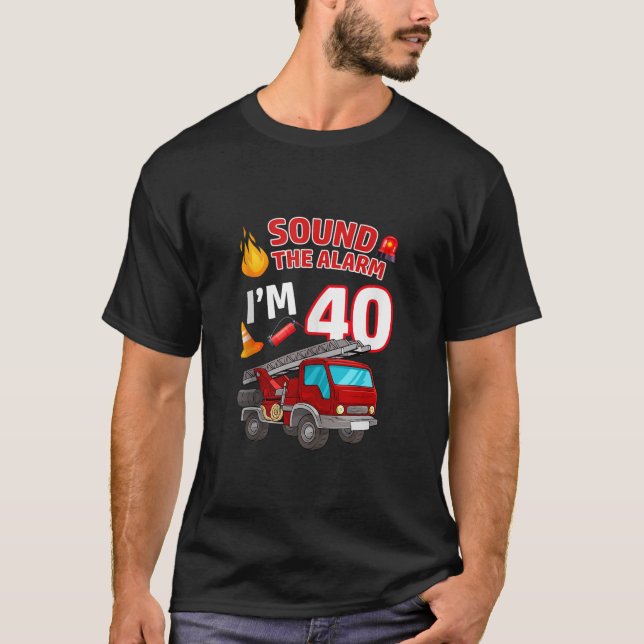 T-shirt Camion d'incendie 40e anniversaire pompier pompier (Devant)