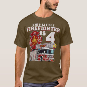T-shirt Camion d'incendie 4e anniversaire Pompier garçon