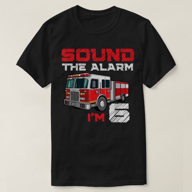 T-shirt Camion d'incendie 6e anniversaire garçon Futur pom (Design devant)