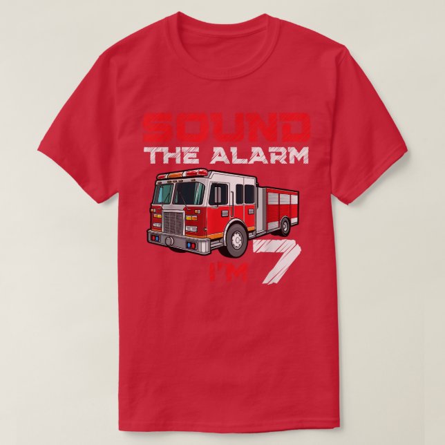 T-shirt Camion d'incendie 7e anniversaire garçon Futur pom (Design devant)